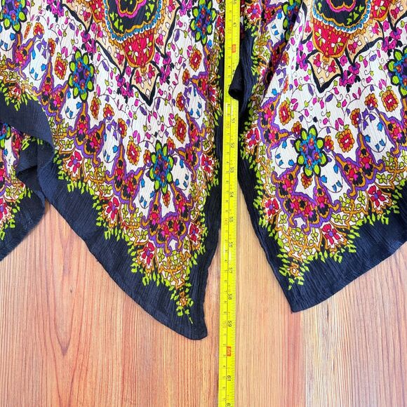 Bila Women XL Maxi Dress Multicolor Boho Paisley Smocked Waist Sharkbite Hem - Picture 9 of 10